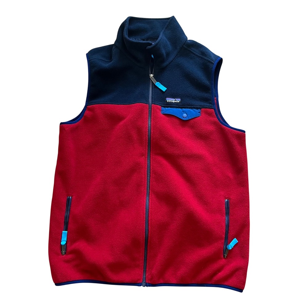 Patagonia Synchilla Fleece Vest Mens XL Red Navy Blue Full Zip Colorblock 23010